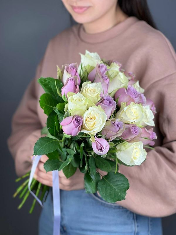 Букет роз Атена и Саманта Бридал 40 см (под ленту)