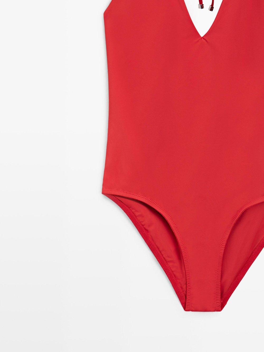 Massimo Dutti Купальник с V-образным вырезом и горловиной халтер, ярко-красный