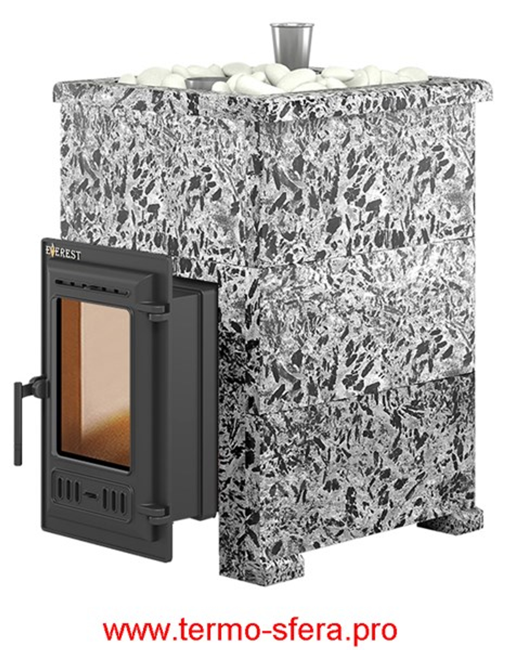 Печь для бани Эверест "Steam Master 18 ЧУГУН" Пироксенит Элит, S-40