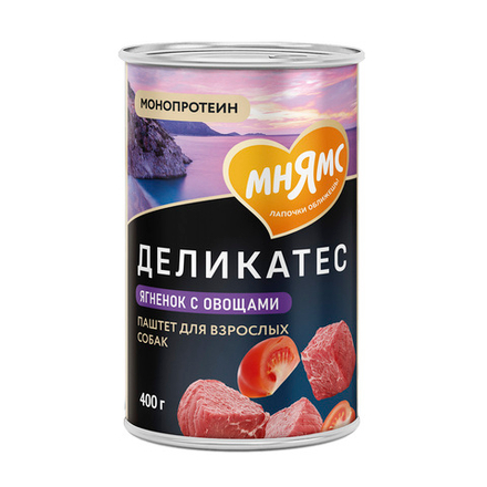 Мнямс консервы для собак всех пород паштет из ягненка с овощами Мусака по-ираклионски 400 г
