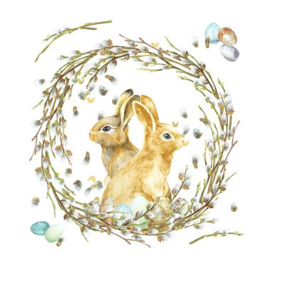 Пасхальный мотив на белом. Купон (квадрат с полями 42см)