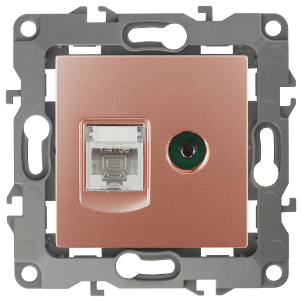 Розетка ЭРА Серия 12 12-3110-14 комбинированная RJ45+TV IP20 медь