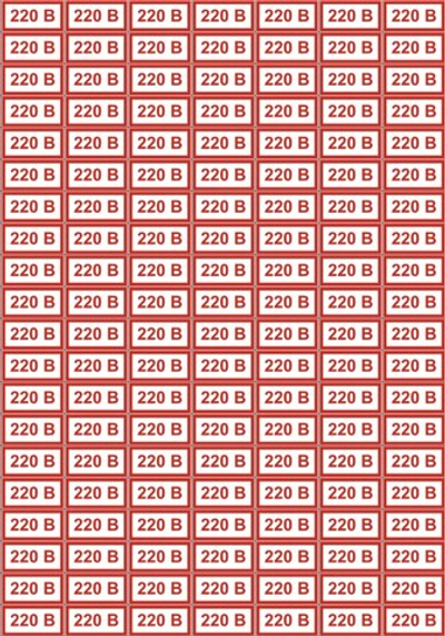 Набор наклеек на розетки "220В", 140 шт., 3х1,5 см.