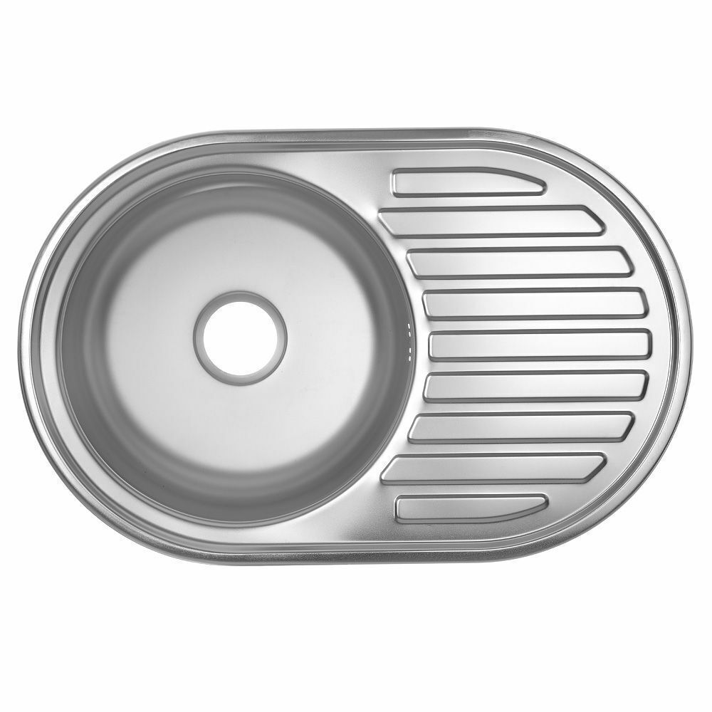 МОЙКА ИЗ НЕРЖ КРУГЛАЯ AVINA 50*77 МАТОВАЯ ТОЛЩ 0.6ММ ЛЕВАЯ