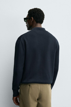 ZARA КАРДИГАН С ЗАСТЕЖКОЙ-МОЛНИЕЙ, МОРСКОЙ СИНИЙ