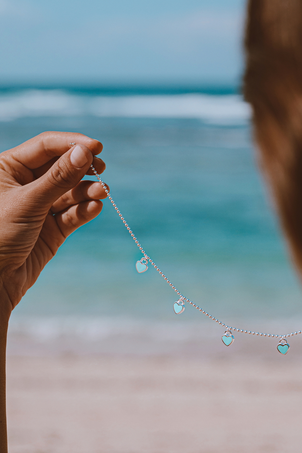 Колье "Хати" с ювелирной эмалью лазурного цвета