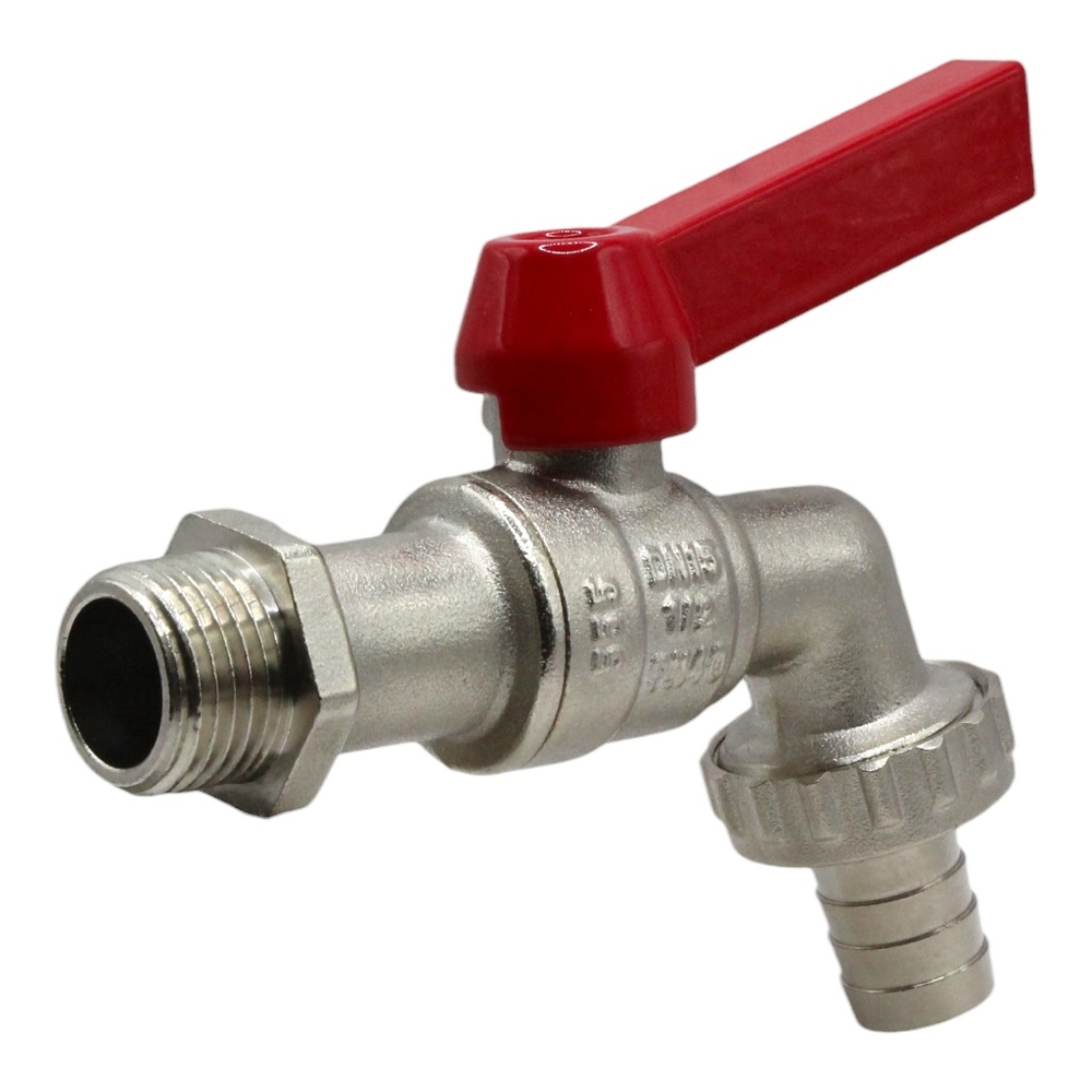 Кран шаровой TEBO поливочный 1/2" с латунным штуцером 15 мм