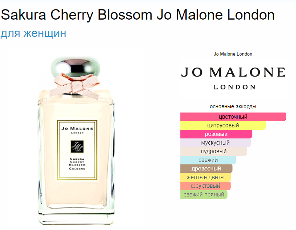 Jo Malone Sakura Cherry Blossom 2015 100ml (duty free парфюмерия)