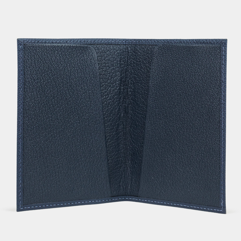 Кожаная обложка для паспорта, сафьяно темно-синего цвета