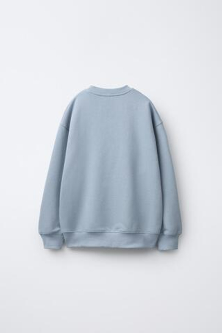 ZARA ТОЛСТОВКА С РЕЛЬЕФНОЙ НАДПИСЬЮ, ГОЛУБОЙ