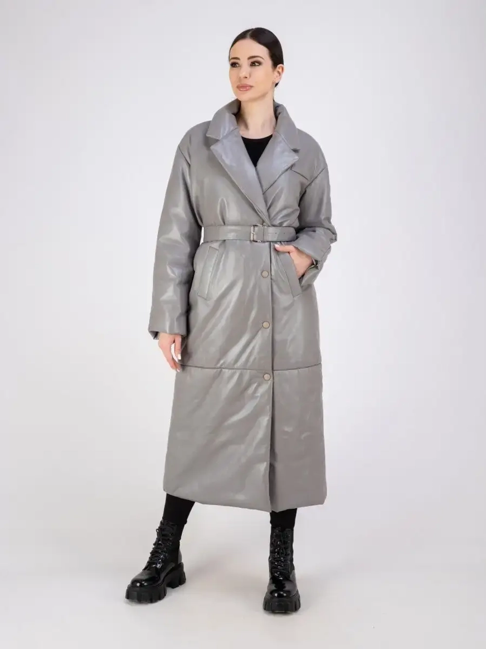 Пальто кожаное из натуральной кожи