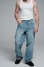 Джинсы широкие | light blue