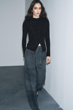 ZARA ДРАПИРОВАННЫЙ КАРДИГАН, ЧЕРНЫЙ