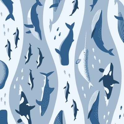 Киты в волнах (повернутый)