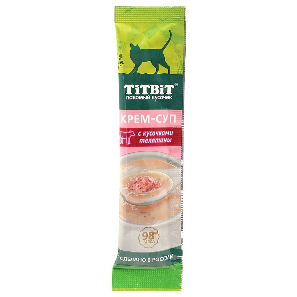 Крем-суп для кошек с кусочками телятины 10 г 014646 (Titbit)