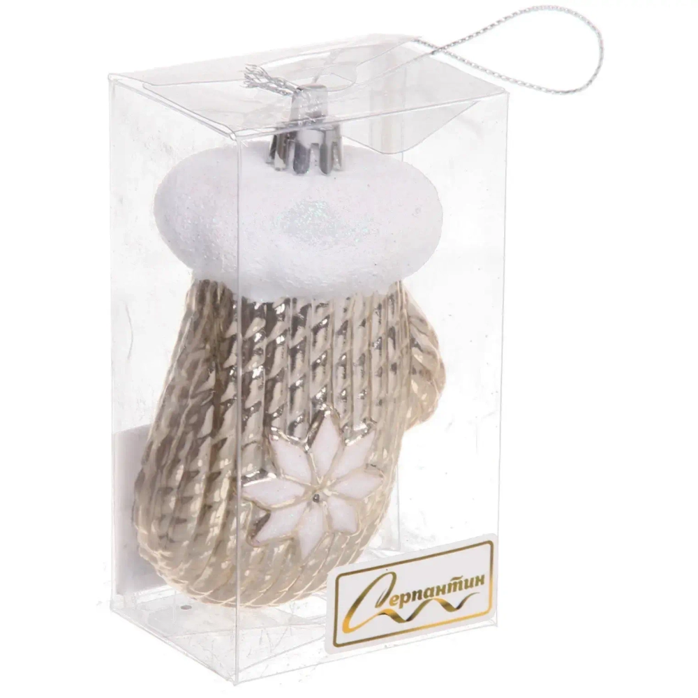 Ёлочная игрушка «Новогодняя варежка» 5*4*10 см, шампань