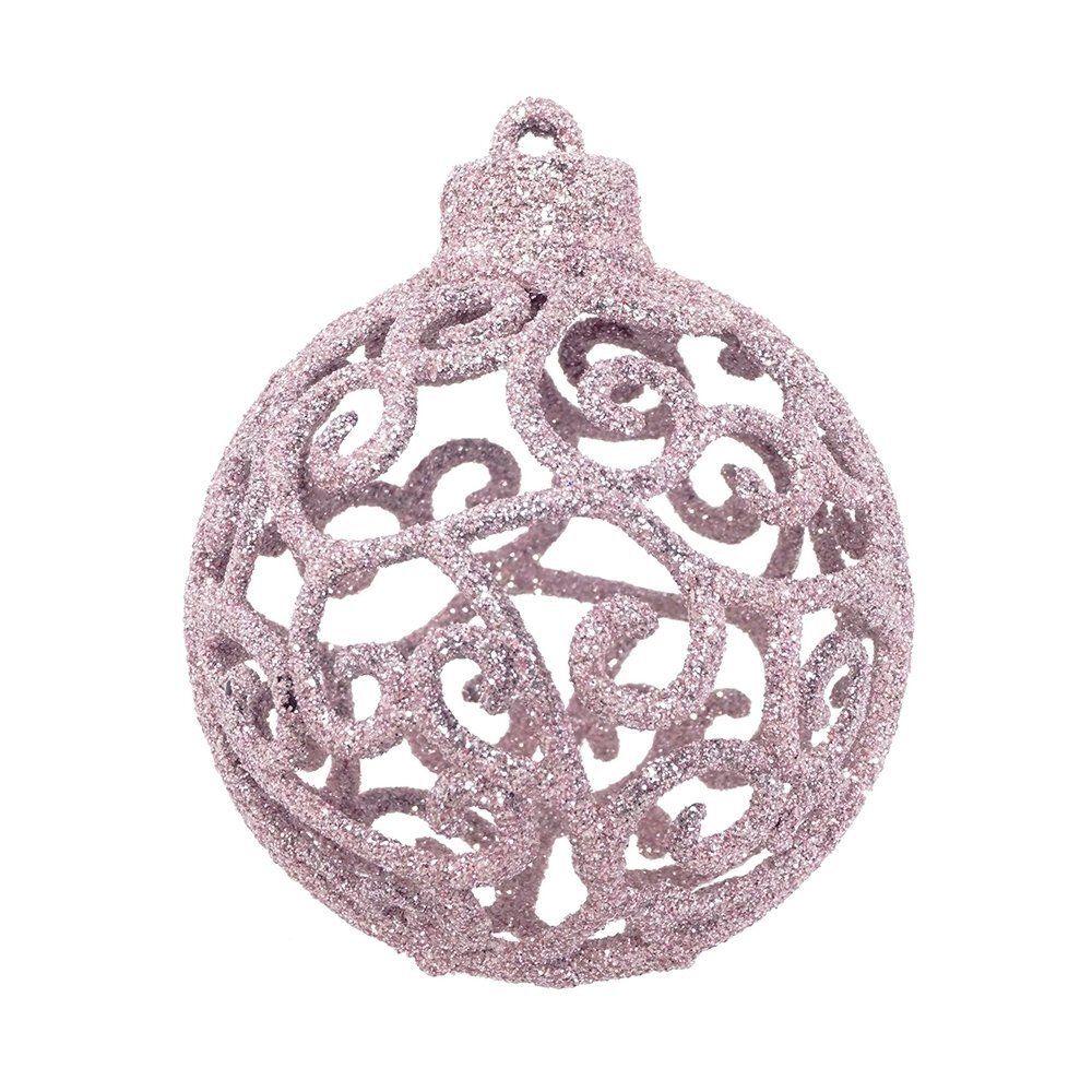 GAEM Набор из 6шт Украшение новогоднее Шар "Вензель розовый", D6 см, L11,5 W6 H17,5 см