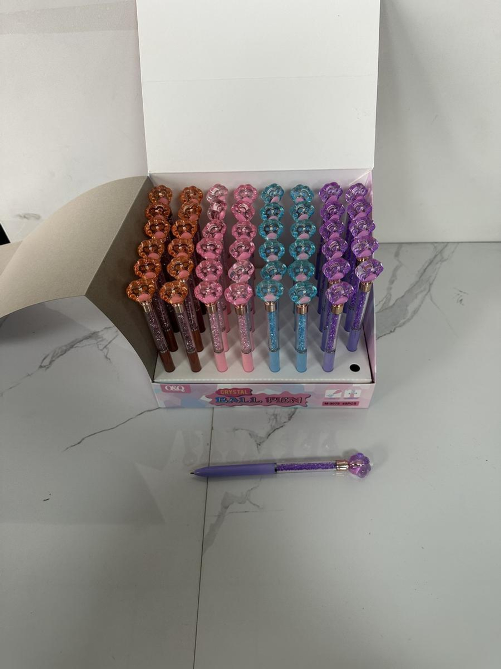 Ручка шариковая "Лапка" вращающаяся, 0,7мм. синяя, 4 цвета микс (Комплект 48шт.)