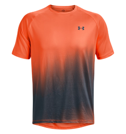 Футболка мужская теннисная Under Armour Men's UA Tech Fade Short Sleeve - orange blast/black