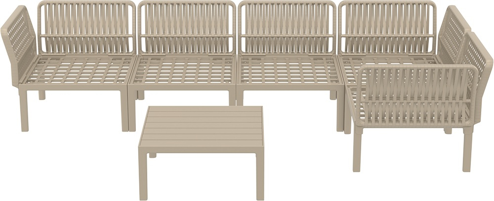 Комплект пластиковой мебели Siesta Contract Portofino Lounge Corner, бежевый, темно-серый