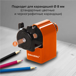 Точилка механическая BRAUBERG "JET" металлический механизм корпус апельсиновый (2 штуки в упаковке)