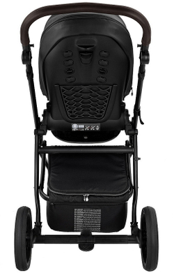 Детская коляска Roan Esso 2025 Кожа 2 в 1 ESSK/210/1 Black /Black/руч.Тем.коричневый