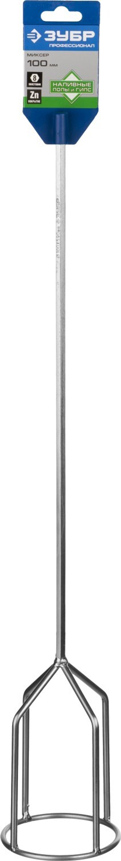 ЗУБР 100 х 590 мм, шестигранный хвостовик, миксер для гипсовых смесей и наливных полов, Профессионал (06035-10-59)