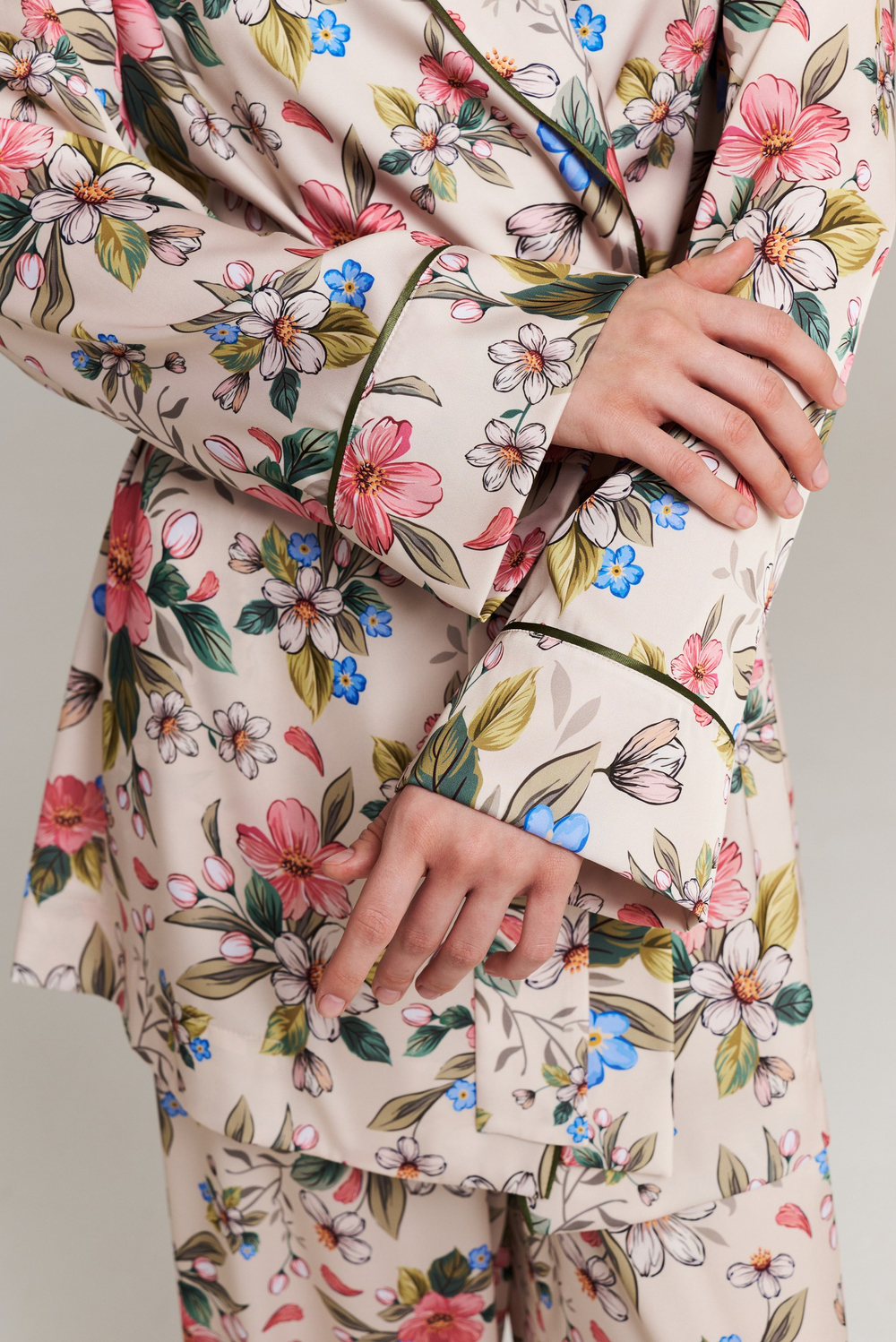 Пижамная блуза-кимоно с шалькой