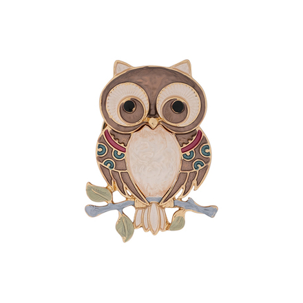 Брошь Shadore Сова на ветке XZ0869.15 BR/G
