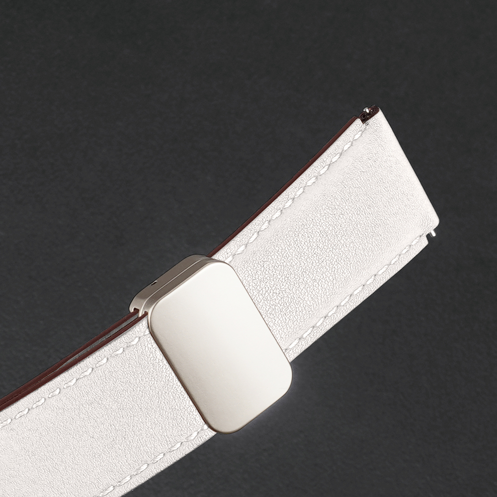 Ремешок из натуральной кожи белого цвета от Dux Ducis для смарт часов Samsung Galaxy Watch 3, 4, 5, 6 и 7 (размер крепления 20мм), серия YA Series