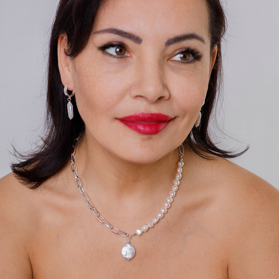 Колье Fiore Luna Pearle Half Сarabiner BL4504 S