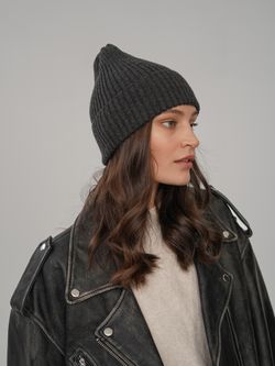 Шапка вязаная-резинка весенняя/осенняя КЭП(Черный меланж)