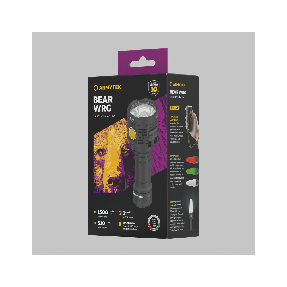 Фонарь Armytek Bear WRG — белый силиконовый конус для рассеянного освещения в кемпинге