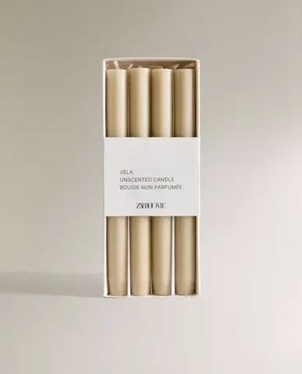 ZARA HOME ВЫСОКИЕ ДЕКОРАТИВНЫЕ СВЕЧИ ЦИЛИНДРИЧЕСКОЙ ФОРМЫ (4 ШТ.), КРЕМОВЫЙ