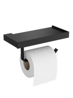 Держатель для туалетной бумаги STWORKI Дублин S41345BK настенный, матовый черный, с полкой
