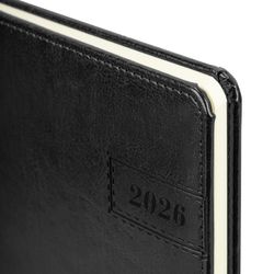 Еженедельник датированный 2026 А5 145х215 мм BRAUBERG "Imperial" под кожу черный (117175)