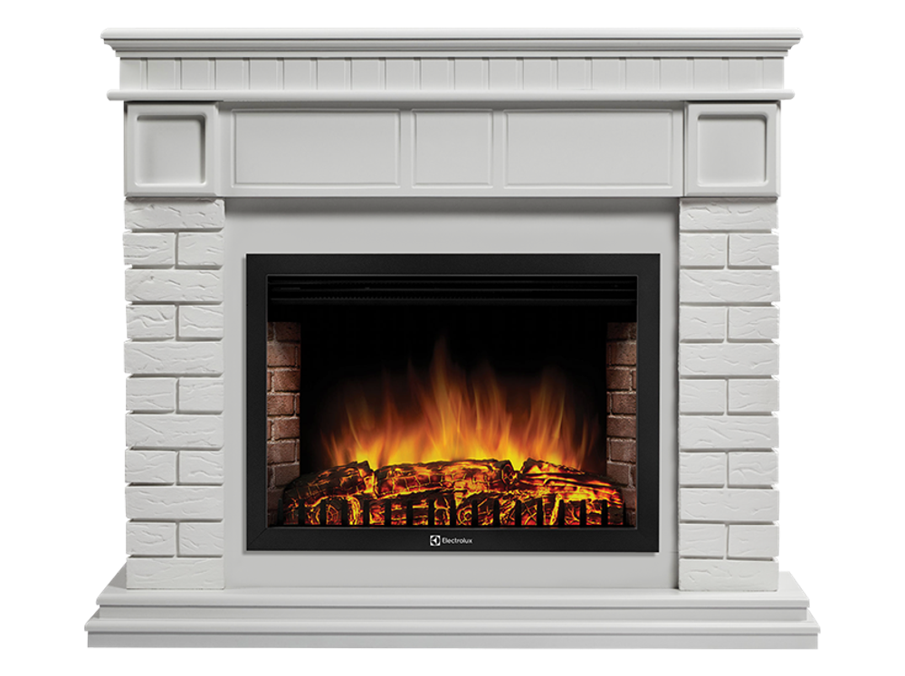 Портал Firelight Bricks 25U (угловой) камень белый, белая эмаль