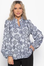 Блуза Доменика (серо-синяя) Б15016-18М LT Collection