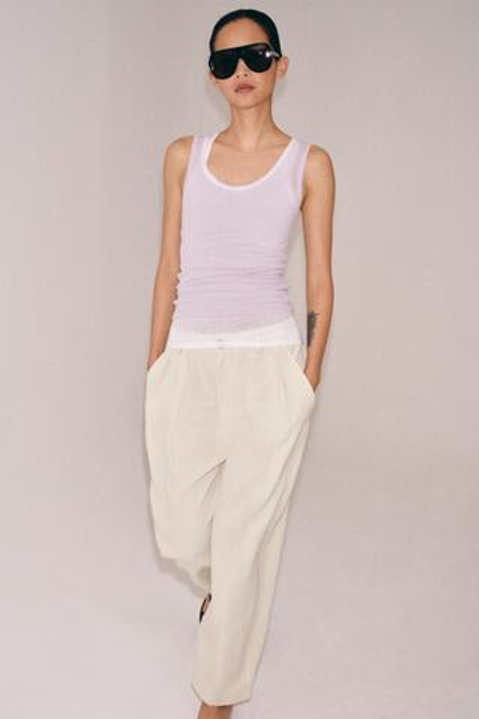 ZARA СВОБОДНАЯ МАЙКА НА БРЕТЕЛЯХ, ТОП ИЗ ХЛОПКА БЕЗ РУКАВОВ, СИРЕНЕВЫЙ