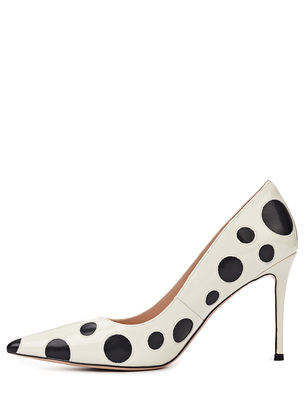 Женские туфли кожаные белые в горох