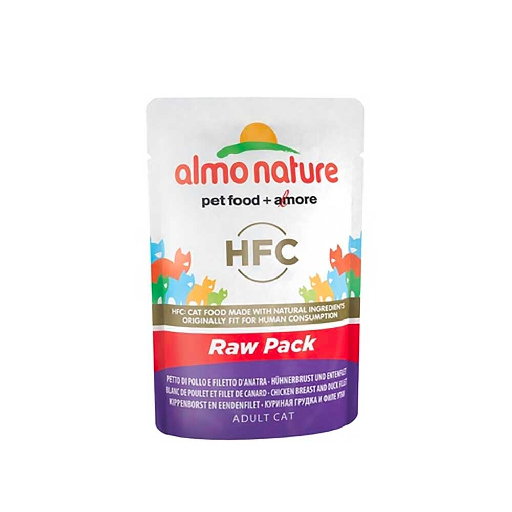 Almo Nature консервы для кошек "HFC Natural" с куриной грудкой и утиным филе (55% мяса) 55 г пакетик