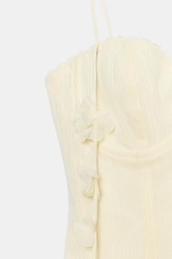 ZARA ТОП-КОРСЕТ С ЦВЕТАМИ, СВЕТЛО-ЖЕЛТЫЙ