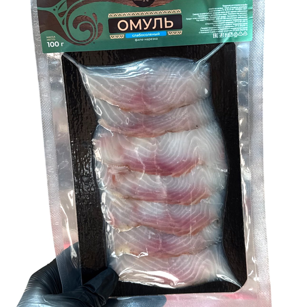 Омуль слабой соли нарезка филе 100 грамм