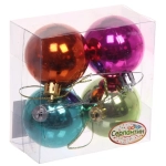 Новогодние шары 5 см (набор 4 шт) «Глянец», яркий микс