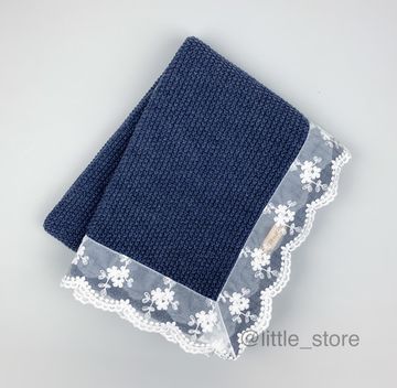 Плед Simple с кружевом Джинс