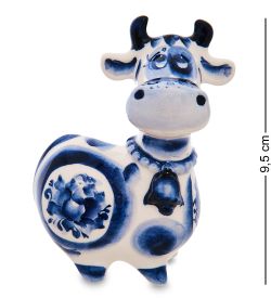 ГЛ- 654 Фигурка «Корова с колокольчиком» (Гжельский фарфор)