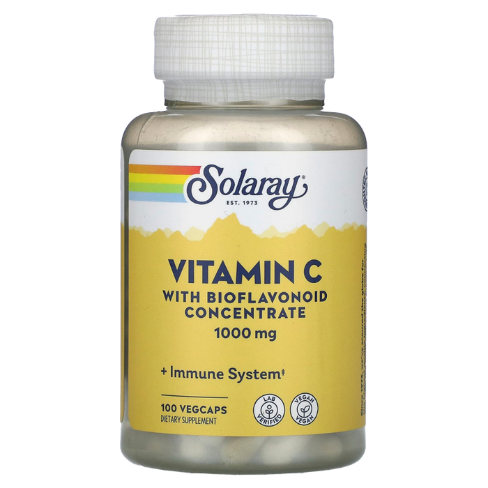 Витамин C с концентратом биофлавоноидов, Vitamin C with Bioflavonoid concentrate, Solaray, 100 вегетарианских капсул