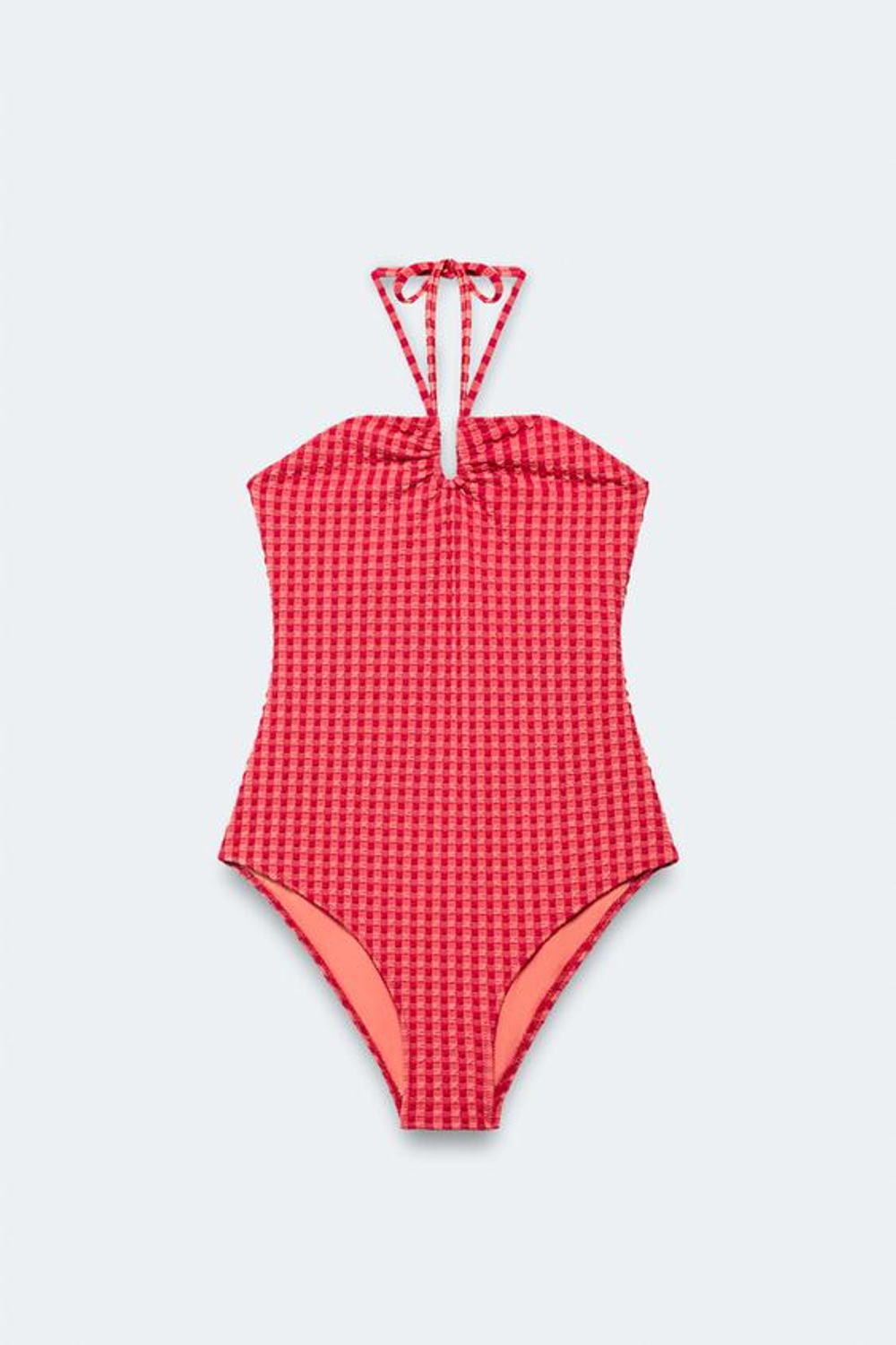 ZARA КУПАЛЬНИК В ПОЛОСКУ НА БРЕТЕЛЬКАХ - LIMITED EDITION, БУРГУНДИ