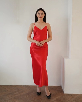 Платье комбинация "Богиня" в алом