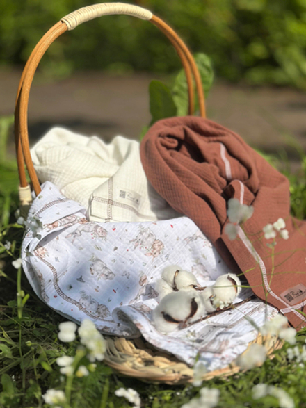 Муслиновая пеленка Лесная сказка 90*130 (+/-5см)